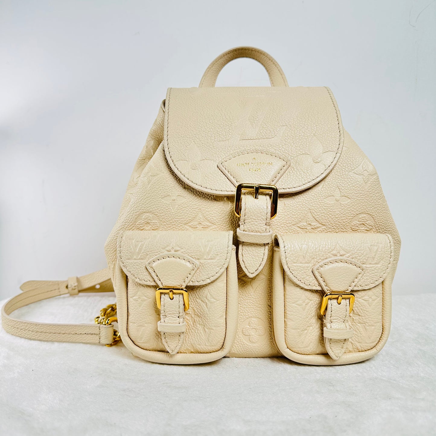 【#337】Pre-owned Louis Vuitton Montsouris Cream Empreinte Leather Cowskin Backpack BJ2021 Later