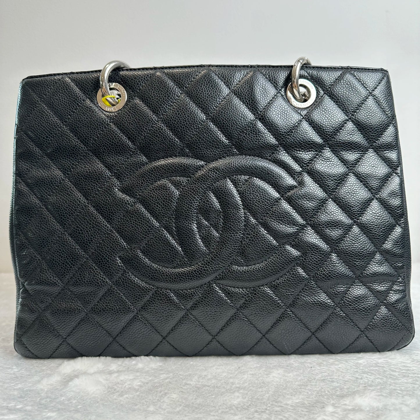 【#219】Pre-owned Chanel Grand Shopping Tote Black Cowhide Tote Shouder Bag BJ2011
