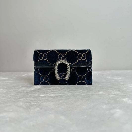 【#242】Pre-owned Gucci Dionysus Mini Navy Blue Velvet Shoulder Bag BJ2022