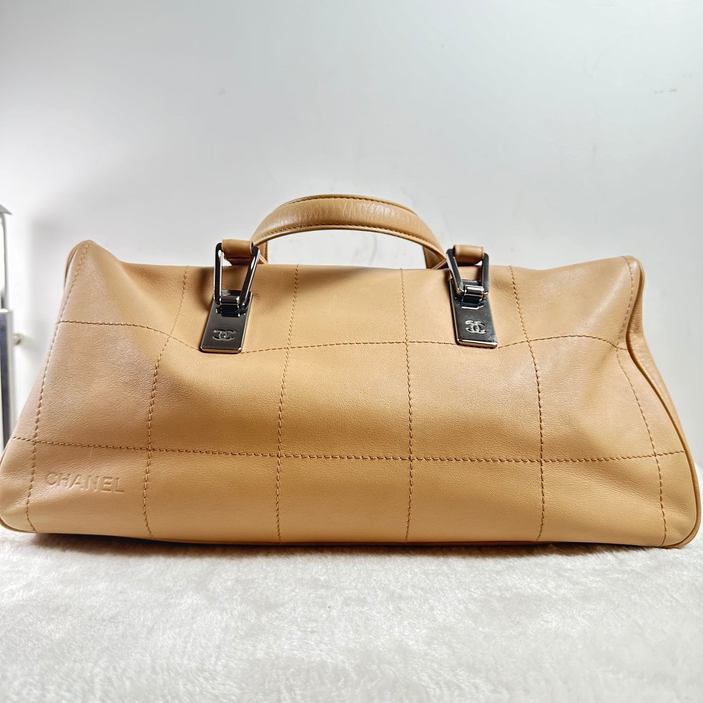 【#338】Pre-owned Chanel Boston Camel Cowskin Handbag BJ2002-2003