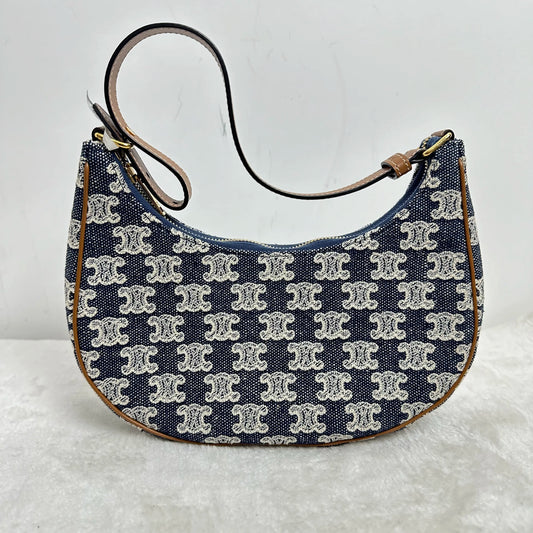 【#263】Pre-owned Celine Triomphe AVA Denim Blue Monogram Embroidery Shoulder Bag Handbag BJ2021