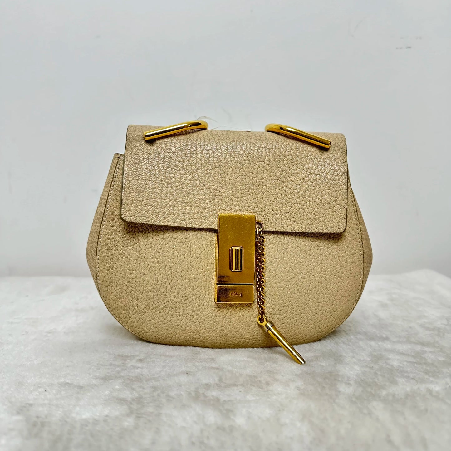 【#321】Pre-owned Chloé Drew Nickname Beige Cowhide Shoulder Bag Crossbody Bag BJ2017