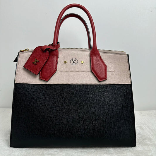 【#247】Pre-owned Louis Vuitton City Steamer Light Pink Black Cowhide Handbag Crossbody Bag BJ2018