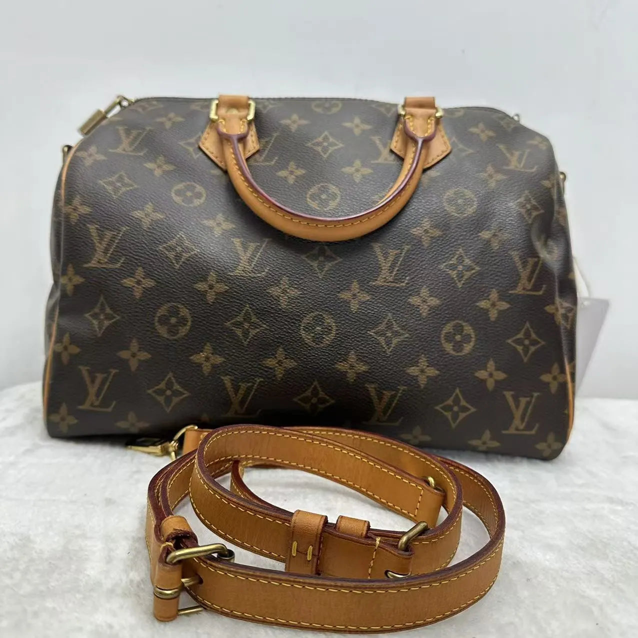 【#329】Pre-owned Louis Vuitton Speedy 30 Monogram Canvas with strap Handbag Shoulder Bag BJ2012